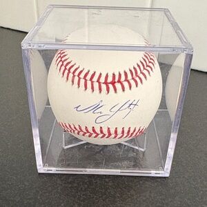 Mike Yastrzemski Autographed Baseball in Display Case